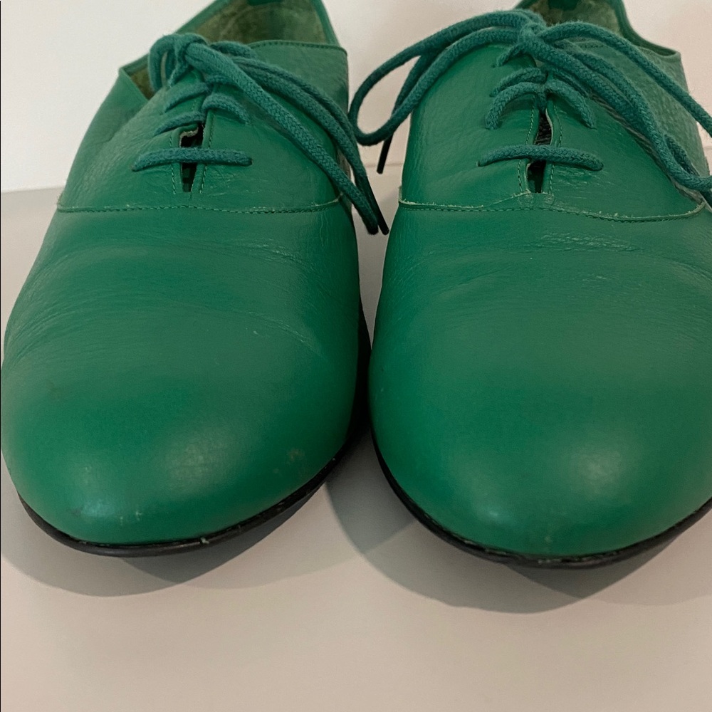 American Apparel Vintage Bobby Leather Lace-up Shoe Loafers Size 9 Green - Picture 4 of 16